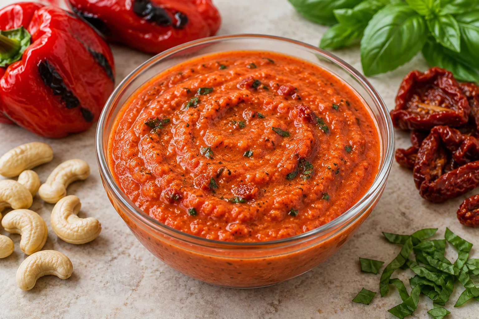 Соус из печёного перца с кешью