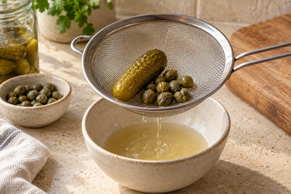 Маринованный огурец и каперсы освобождают от лишнего рассола